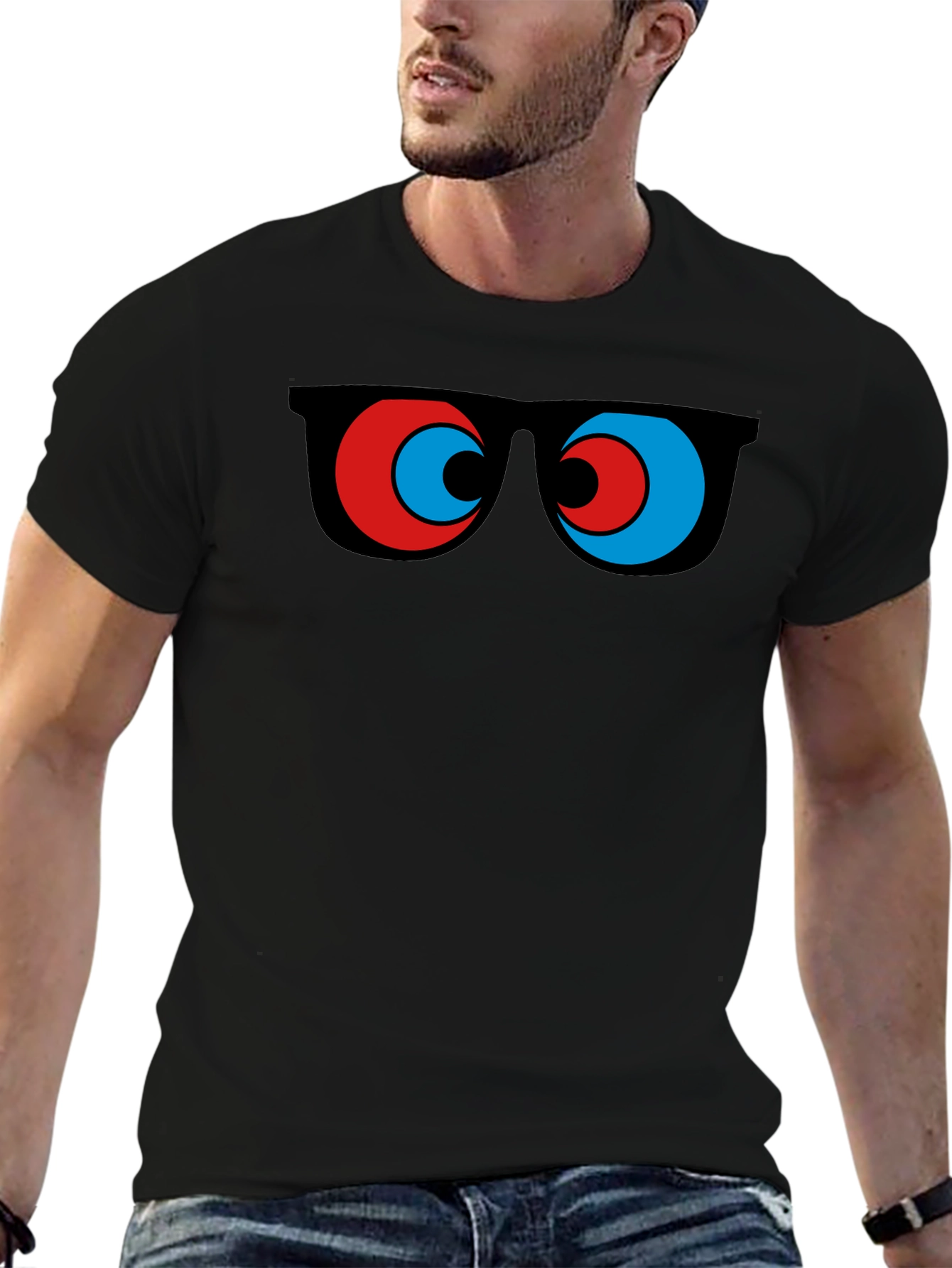 Funny Sunglasses Graphic Tee - Quirky Mens Black T-Shirt