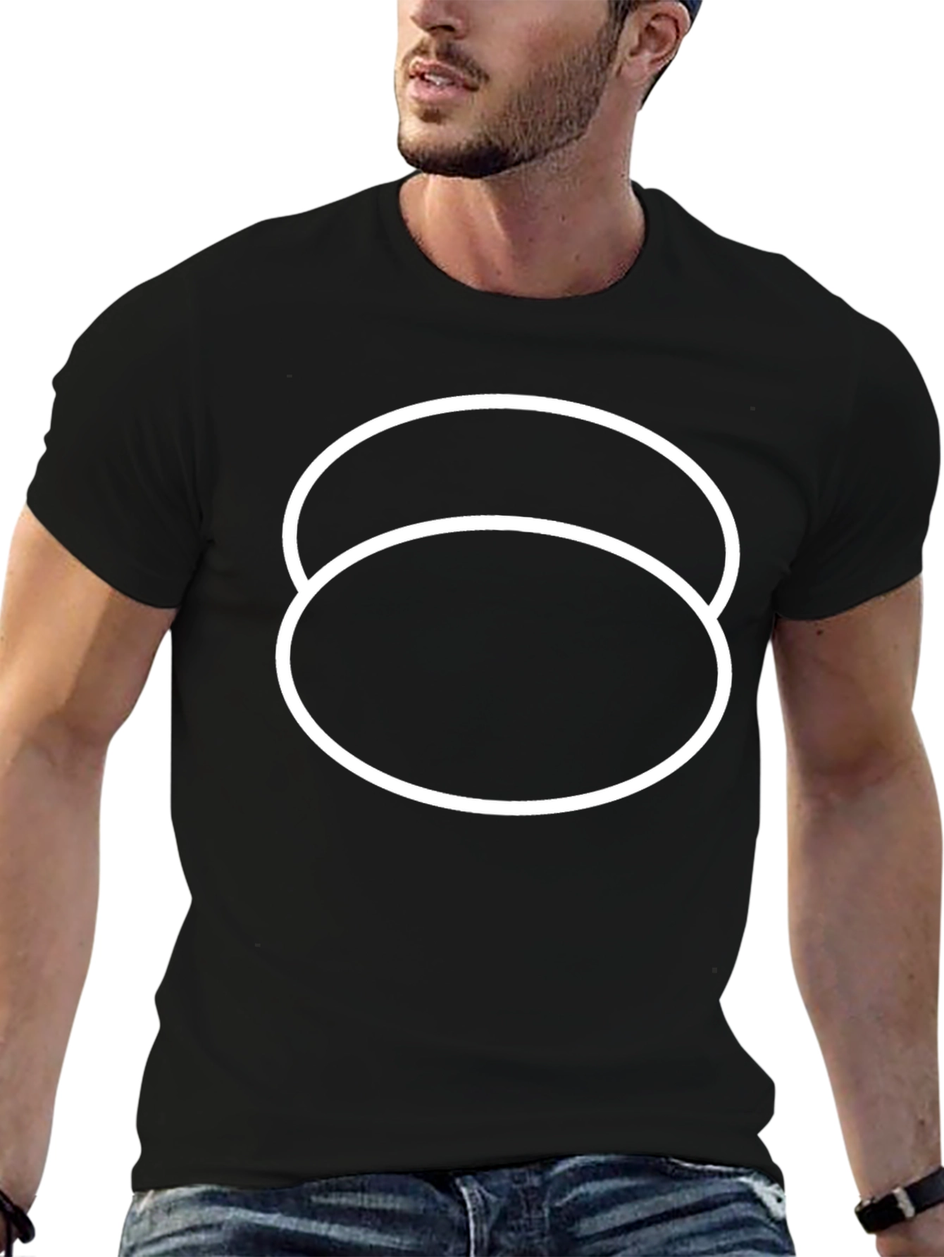 Black T-Shirt with Interlocking Circle Graphic