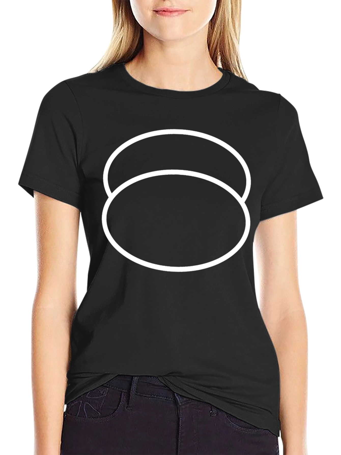 Black T-Shirt with Interlocking Circle Graphic