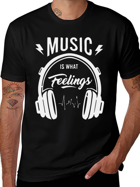Music is What Feelings Sound Like Black T-Shirt