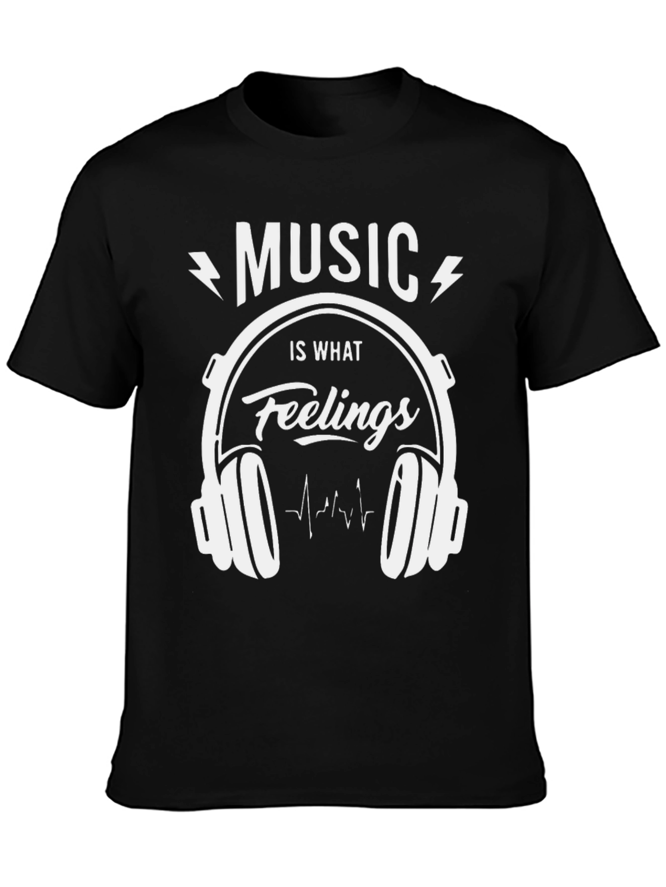Music is What Feelings Sound Like Black T-Shirt