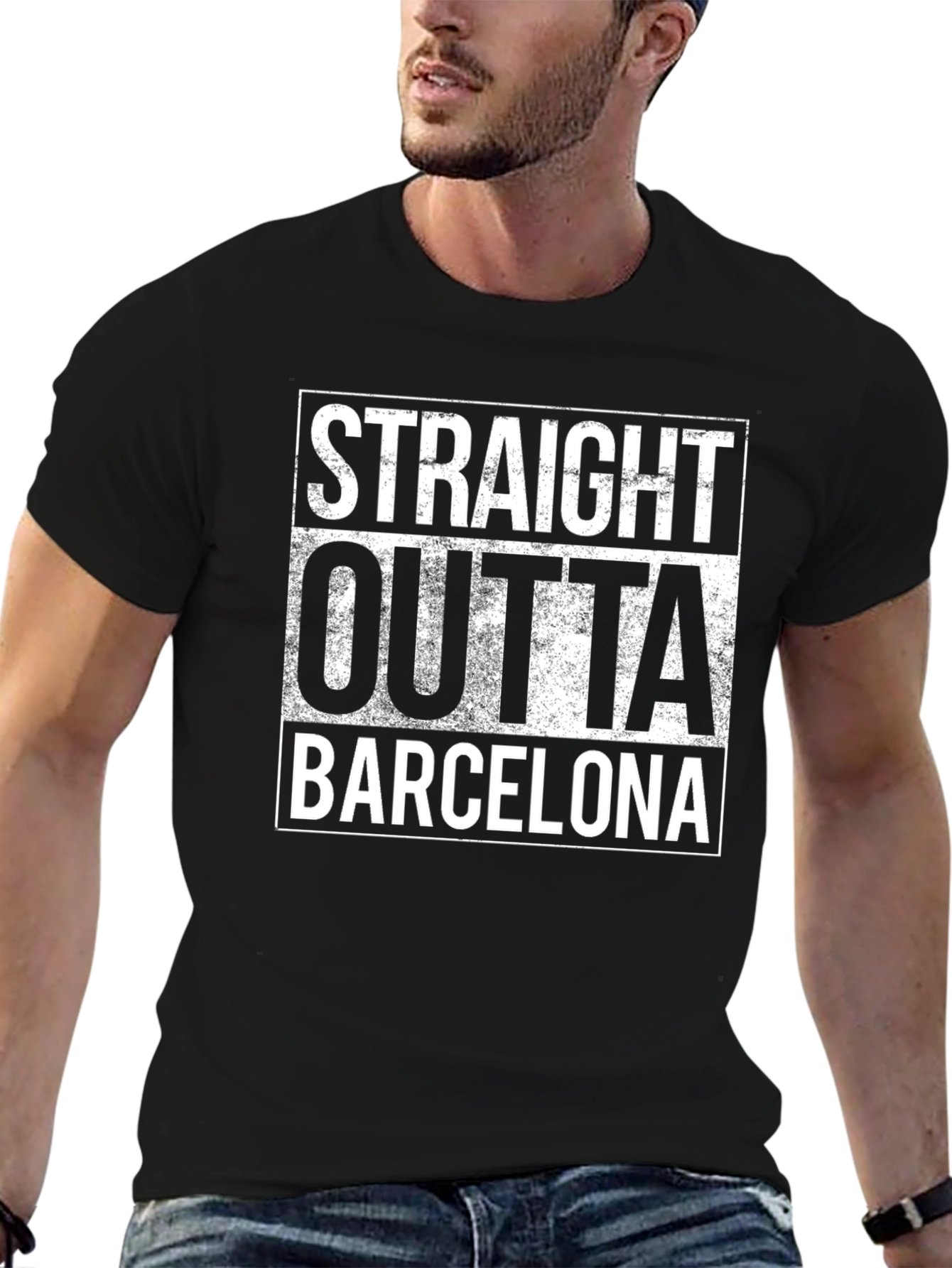 Straight Outta Barcelona Black T-Shirt