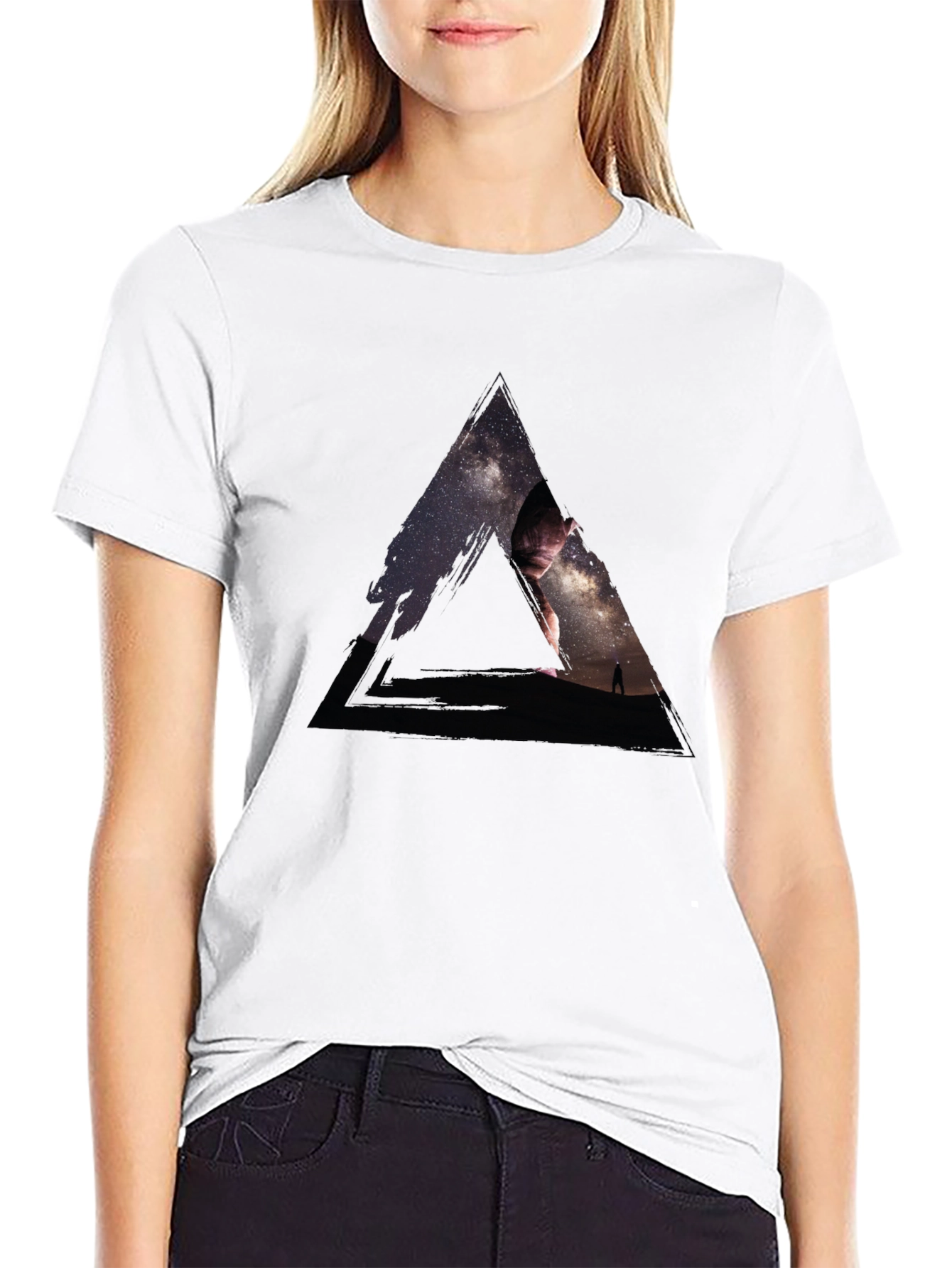 Cosmic Triangle Graphic T-Shirt - Mens Black Tee
