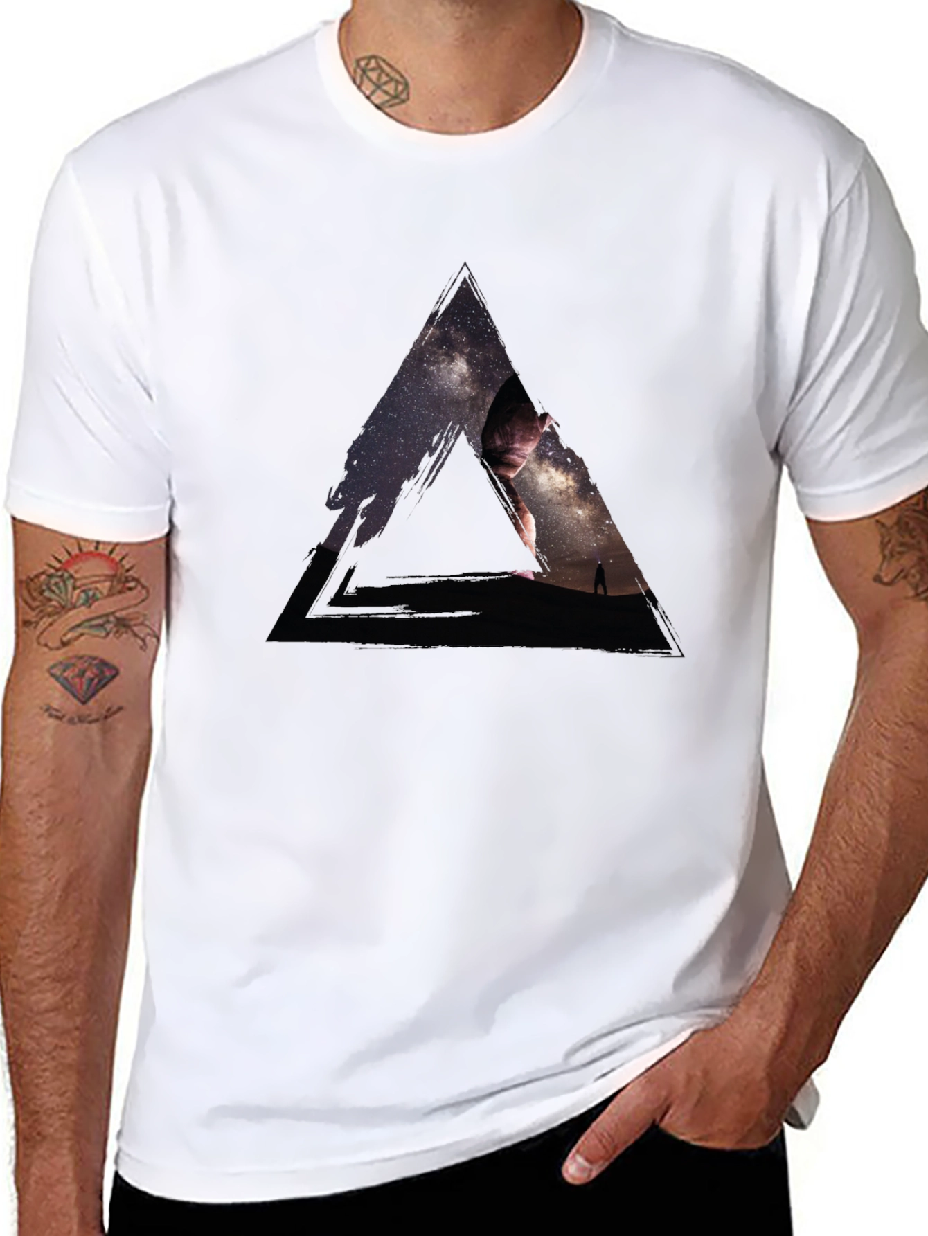 Cosmic Triangle Graphic T-Shirt - Mens Black Tee