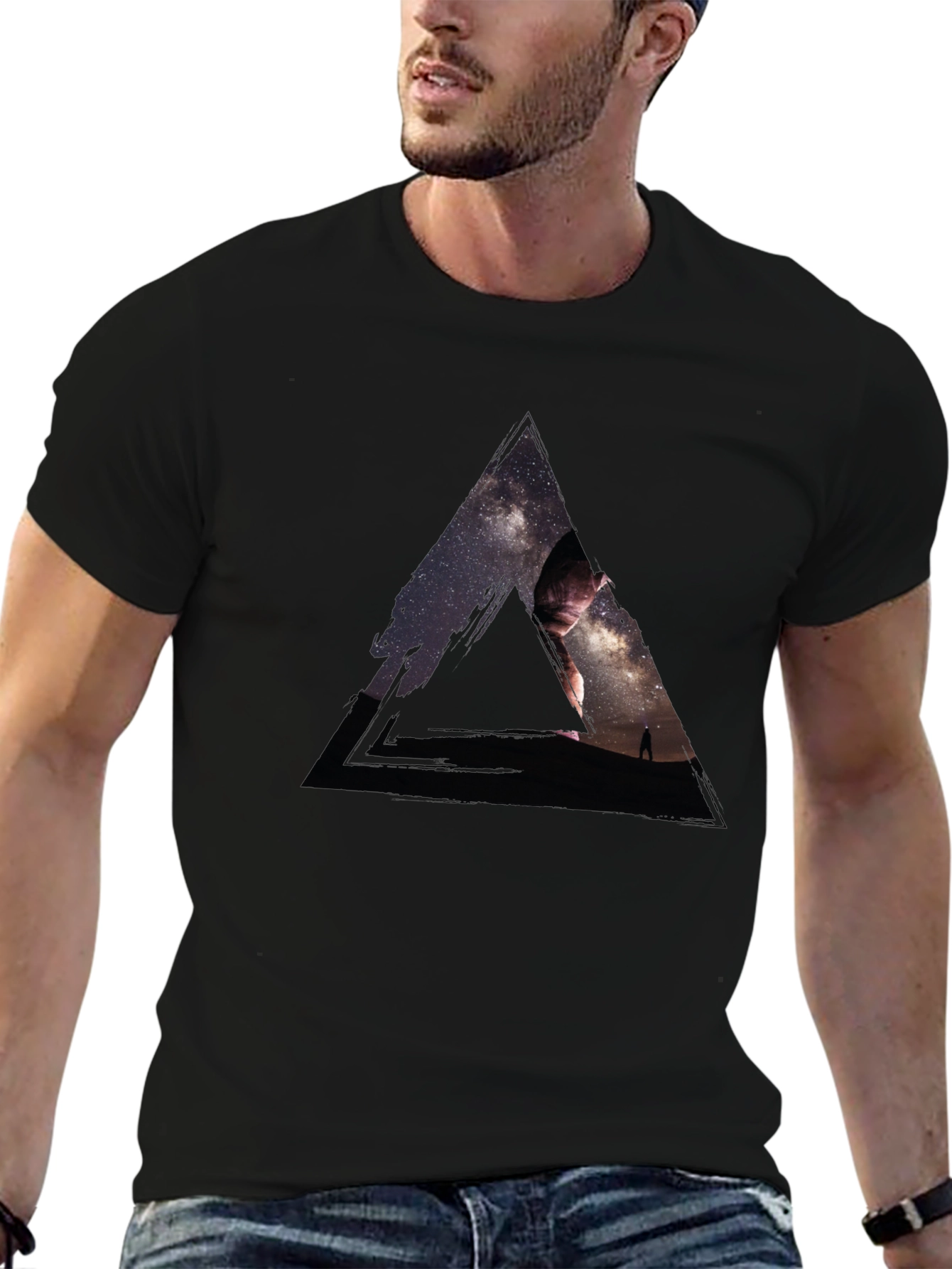 Cosmic Triangle Graphic T-Shirt - Mens Black Tee