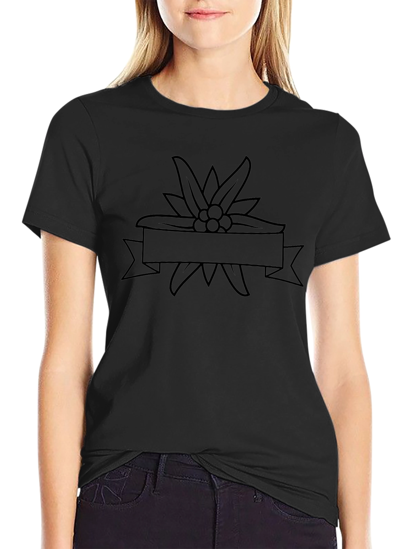 Edelweiss Flower Banner Black T-Shirt